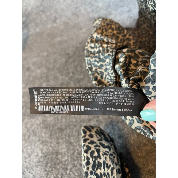 Zara Women's Animal Print Round Neck 3/4 Sleeve Tiered Mini Light Dress Sz S - Picture 5 of 12